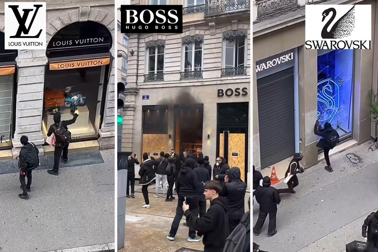Swarovski, Louis Vuitton and Hugo Boss stores in Paris are targets of looters.