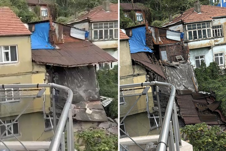 Zonguldak'ta 3 gündür etkili sağanak sonrası duvarı çöken evin kalan bölümü de çöktü