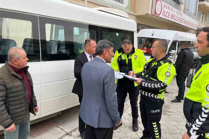 Çivril'de öğrenci servislerine denetim