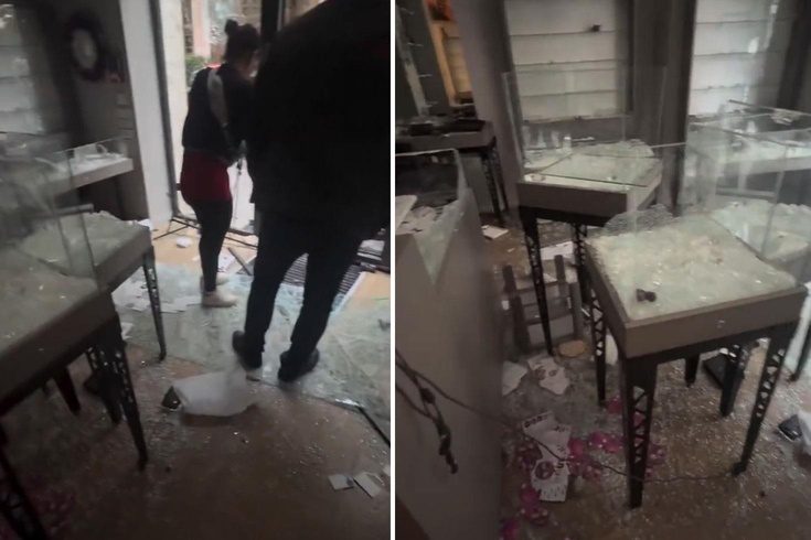 The final state of the looted jewelry store in France was captured on camera.