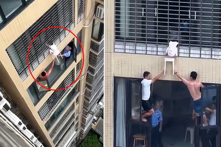 They mobilized to save the little girl hanging from the 12th floor.