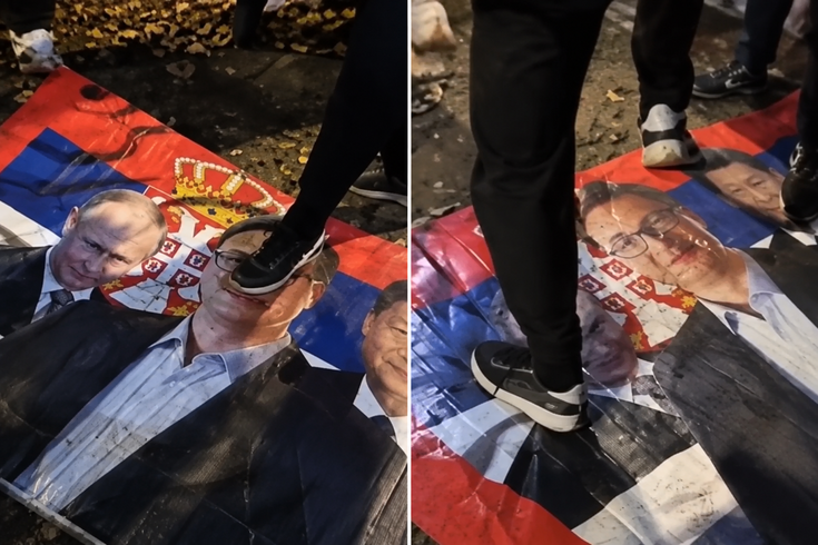 Sırbistan’da seçim sonrası dikkat çeken görüntüler: Vucic, Putin ve Şi’nin posterini çiğnediler