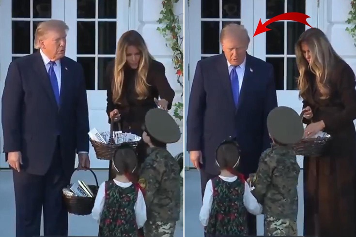 He appeared before Trump in a Soviet military uniform.