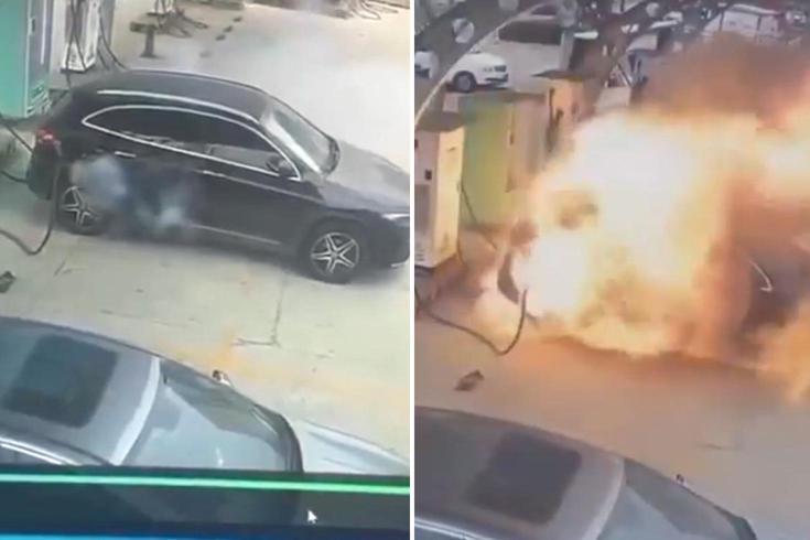 Lüks marka elektrikli otomobil, şarj esnasında alev alev yandı
