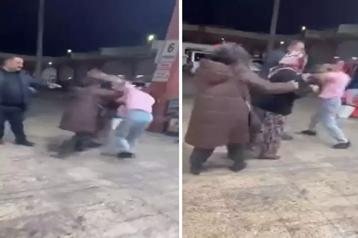 Kadınların saç saça baş başa kavgası kamerada