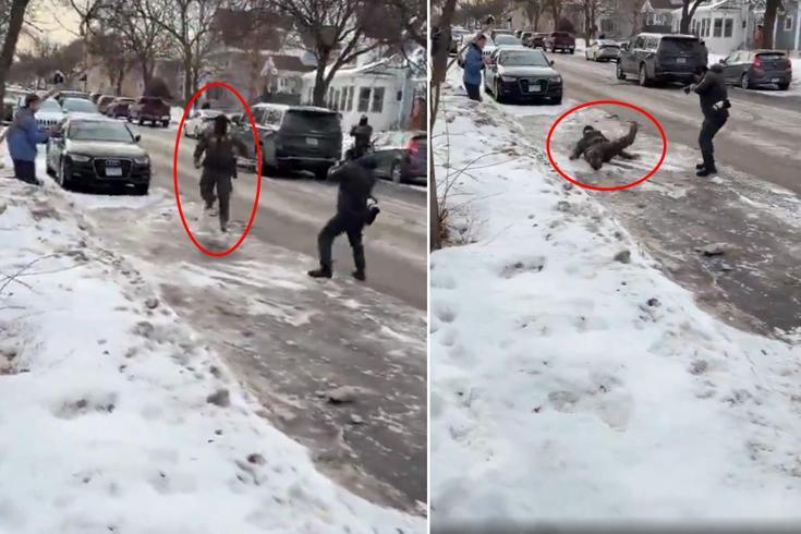 Polislerle böyle alay ettiler! Koşarken bir anda yere düştü