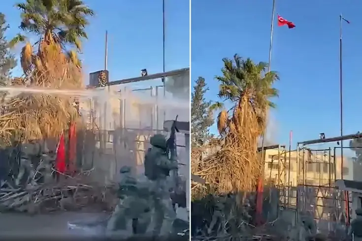 Hain saldırı sonrası şanlı Türk bayrağının tekrar göndere çekildiği anlar