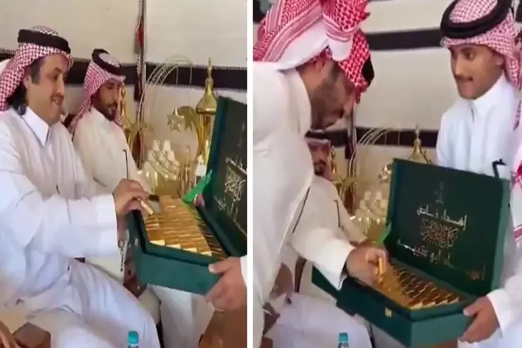 Gelin'in erkek kardeşi, damadın ailesine 24 ayar altın külçe dağıttı