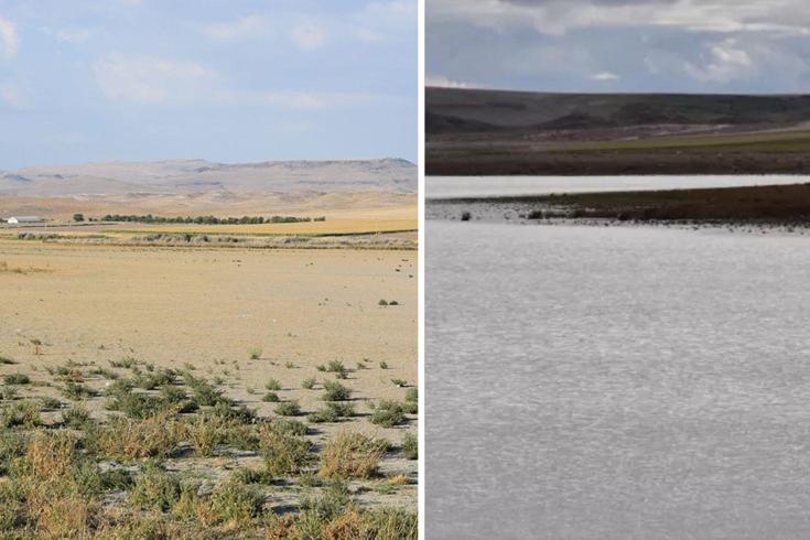 Kuruyan göl 4 yıl aradan sonra su tutmaya başladı