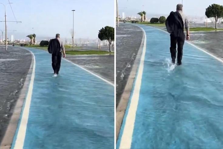 İzmir'de yağış hayatı felç etti, yollar göle döndü