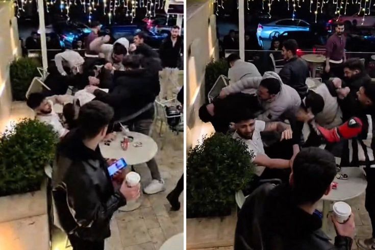 Kafede tekme tokat kavga ettiler