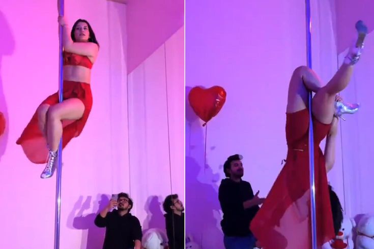 Direk dansı yapan kadını eşi videoya aldı