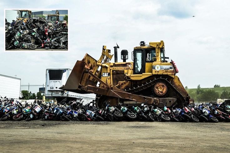 200’den fazla yasa dışı motosiklet buldozerle ezilerek imha edildi