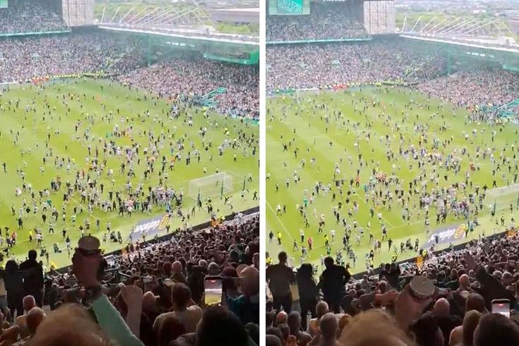 Celtic taraftarı sevinçten sahaya inmişti! Şampiyonluk el değiştirebilir