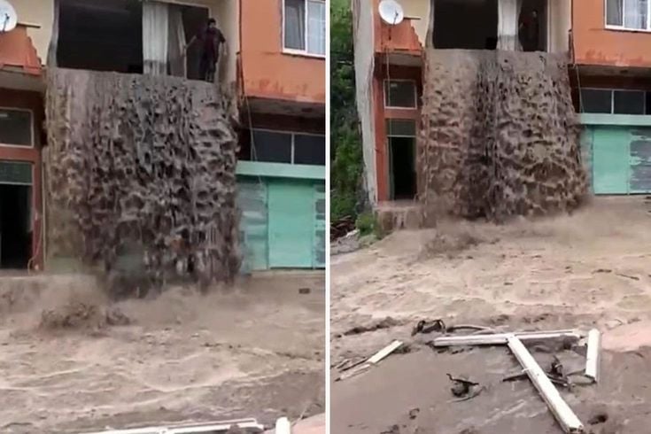 Ordu'da sel suları evin içinden şelale gibi aktı