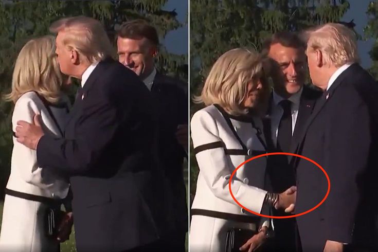 G7'ye damga vuran tokalaşma: Trump Fransız First Lady'nin elini bırakamadı
