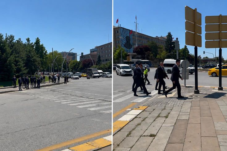 TBMM’den Bakanlığa yürüyerek geçen İçişleri Bakanı Çiftçi kırmızı ışıkta bekledi