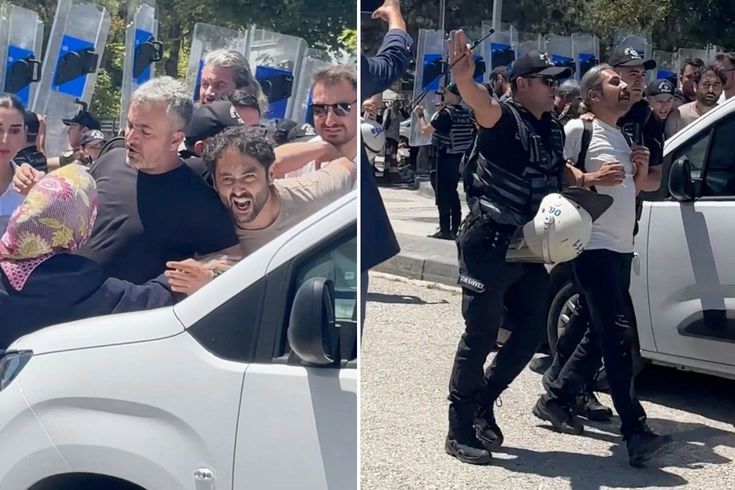 Bakanlığın önünde gergin dakikalar! Polis ekipleri müdahale etti