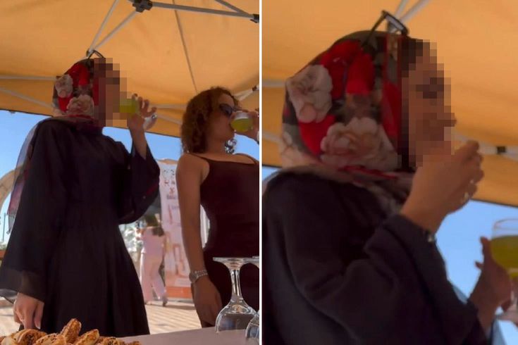 Başörtülü kadın, içtiği şeyin alkol olduğunu anlayınca şoke oldu