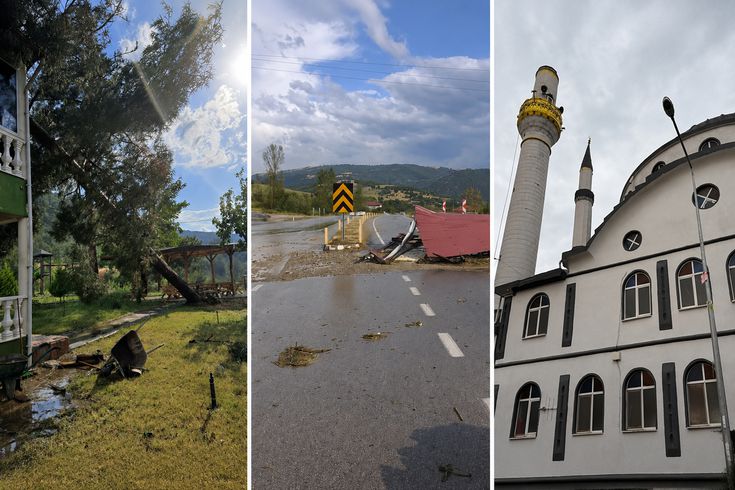 Fırtına Amasya'yı yıktı geçti: 41 evin çatısı uçtu, caminin minaresi yıkıldı