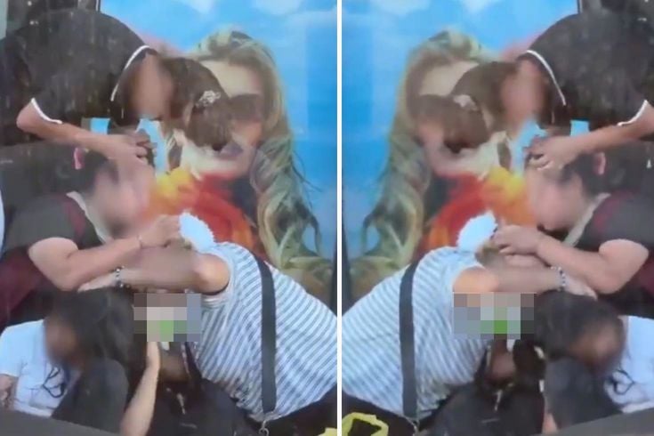 Kimseye aldırmadan saçlarındaki bitleri ayıkladılar