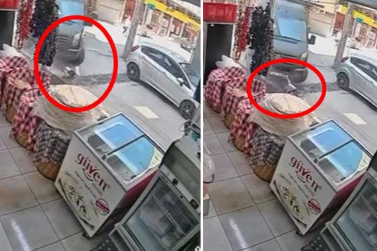 Kargo minibüsü çocuğu altına aldı, o anlar kamerada