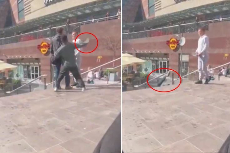Dehşet anları kamerada! Arkadan yaklaştı, tek yumrukla merdivenlerden düşürdü