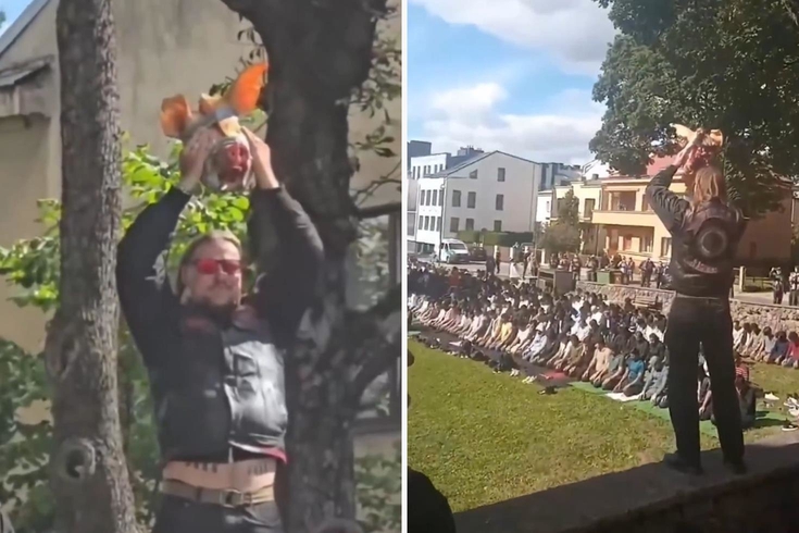 Litvanya'da cami önünde cuma namazı sırasında domuz başı provokasyonu