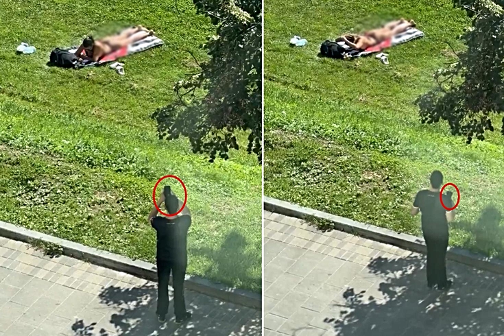 Parkta skandal görüntü! Güneşlenen kadını gizlice fotoğrafladı