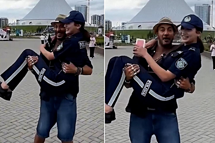 Kadın polisi kucağına alıp döndürdü! Tepki çeken görüntülere ağır yaptırım