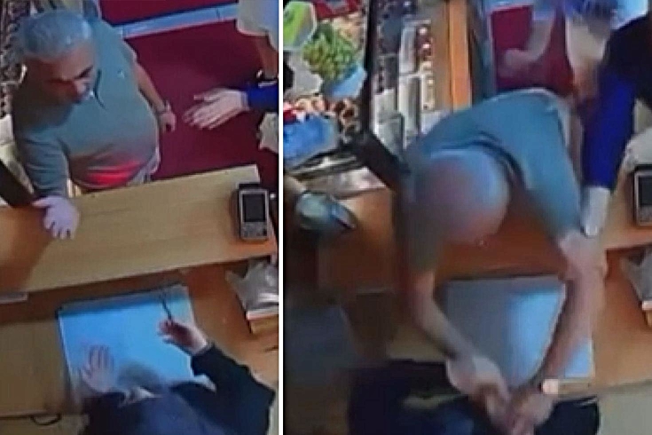 Kadın esnaf çocuklarının gözü önünde darbedildi