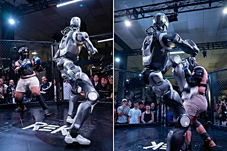 Terminatör dövüşü gerçek oldu: İnsansı robot ringe çıktı, insan rakibini yere serdi
