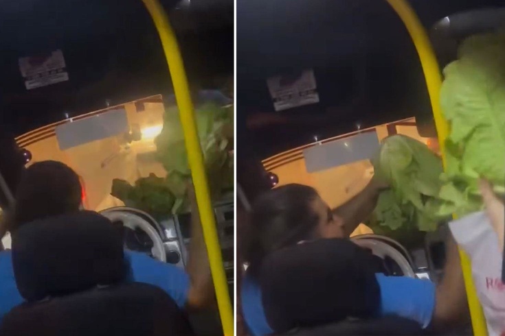 Kırmızı ışıkta bekleyen dolmuş şoförü, fiyatını uygun bulunca yolculara marul ısmarladı