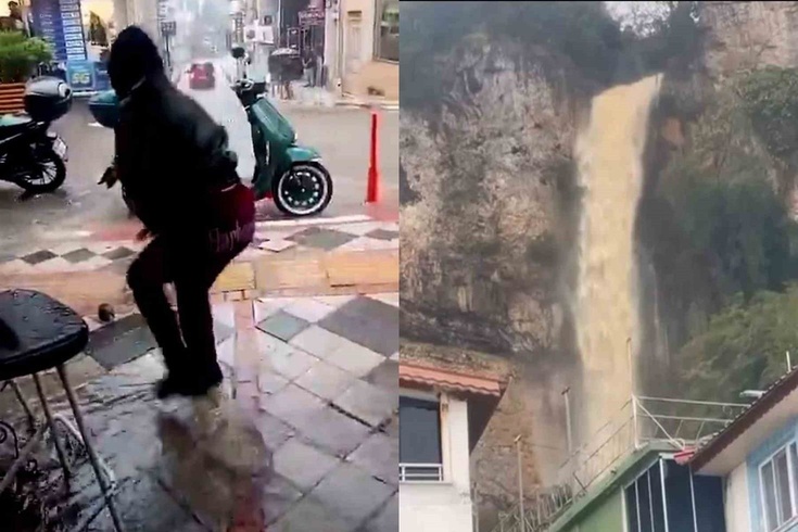 Bartın'da sağanak sonrası mazgaldan çıkan fare korkuttu! Evlerin arasından şelale aktı