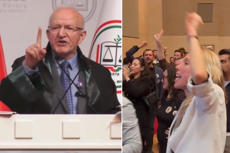 İstanbul Barosu Genel Kurulu'nda Kaboğlu'nun konuşması sonrası sloganlar yükseldi