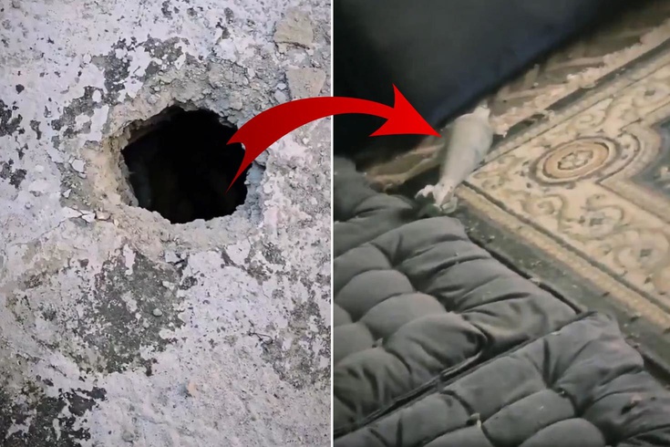 Husiler'in ateşlediği havan mermisi, bir evin duvarını delerek içeri düştü