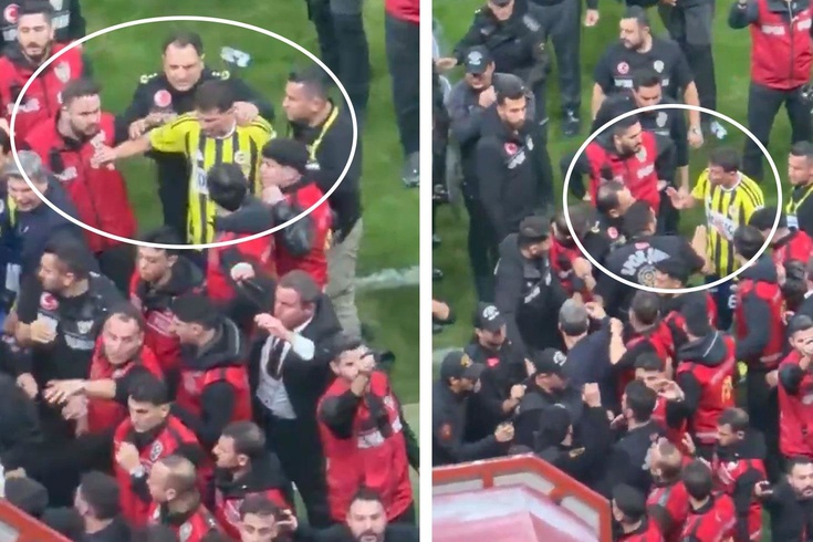 Mert Hakan Yandaş, saha içinde görev yapan polisi önce itti, sonra tartıştı