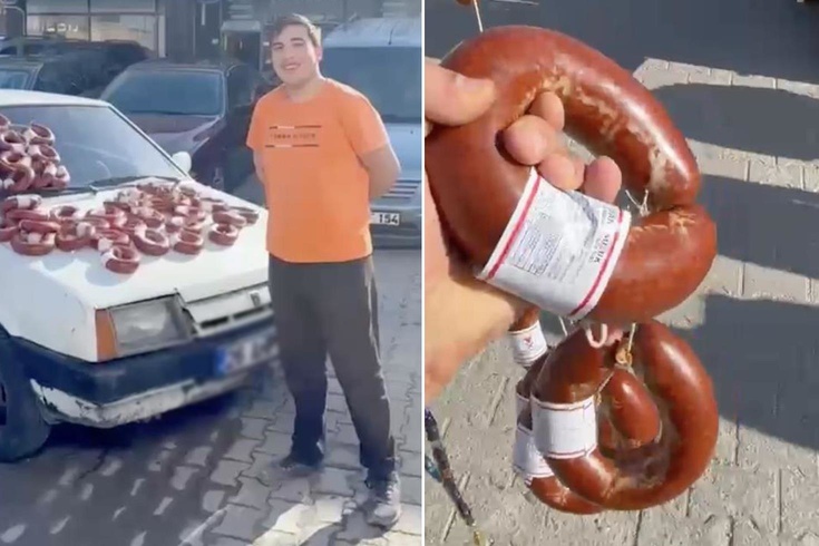 Eskişehir'de ilginç takas! 100 bin liralık otomobilini 100 kilo sucukla takas etti