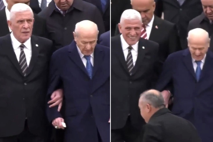 Anıtkabir'de dikkat çeken görüntü! Bahçeli ve Dervişoğlu kol kola yürüdü