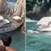 The luxury yacht that crashed into the rocks sank within minutes.