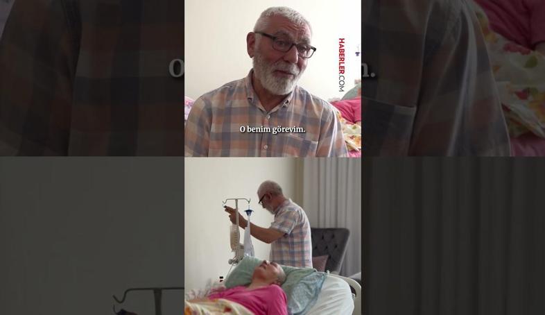 Yatalak ve konuşamayan eşine 10 yıldır gözü gibi bakıyor