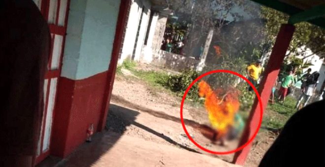Cinsel istismarda bulunduğu kızı öldüren adamı, köylüler benzin dökerek yaktı