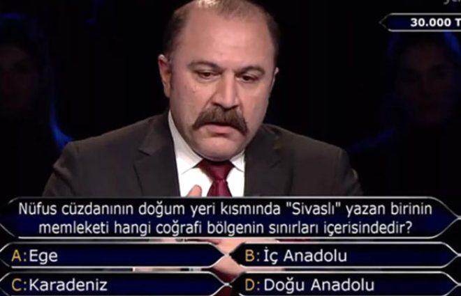 Kim Milyoner Olmak İster'de sorulan 'Sivaslı' sorusu kafaları karıştırdı! İzleyiciler telefona sarıldı.