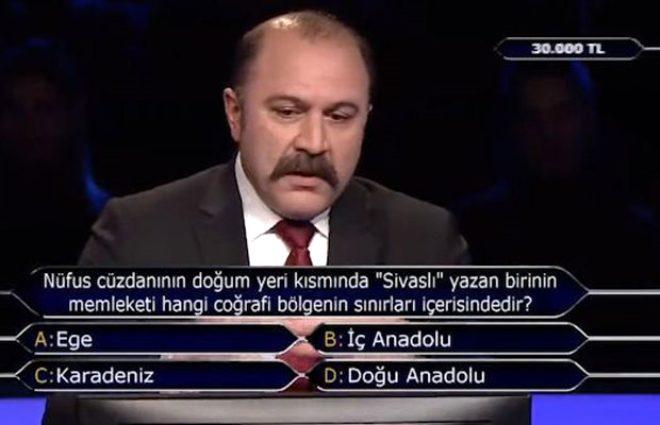 Kim Milyoner Olmak İster'de sorulan 'Sivaslı' sorusu kafaları karıştırdı! İzleyiciler telefona sarıldı.