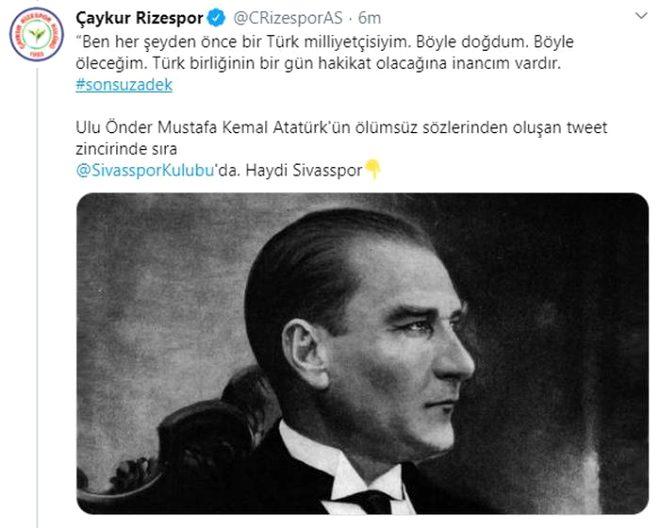 Atamızı böyle andılar! Süper Lig kulüpleri 'Sıra sende' diyerek tweet zinciri oluşturdu