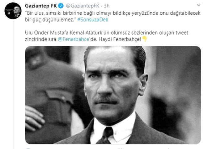 Atamızı böyle andılar! Süper Lig kulüpleri 'Sıra sende' diyerek tweet zinciri oluşturdu