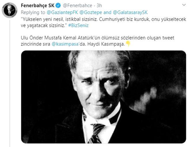 Atamızı böyle andılar! Süper Lig kulüpleri 'Sıra sende' diyerek tweet zinciri oluşturdu