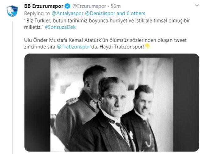 Atamızı böyle andılar! Süper Lig kulüpleri 'Sıra sende' diyerek tweet zinciri oluşturdu