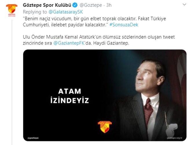 Atamızı böyle andılar! Süper Lig kulüpleri 'Sıra sende' diyerek tweet zinciri oluşturdu