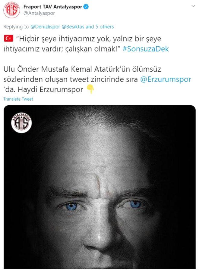 Atamızı böyle andılar! Süper Lig kulüpleri 'Sıra sende' diyerek tweet zinciri oluşturdu